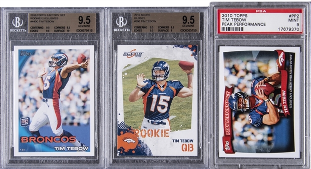2010 Topps/Score Tim Tebow Graded Rookie Cards Trio (3 Different) 